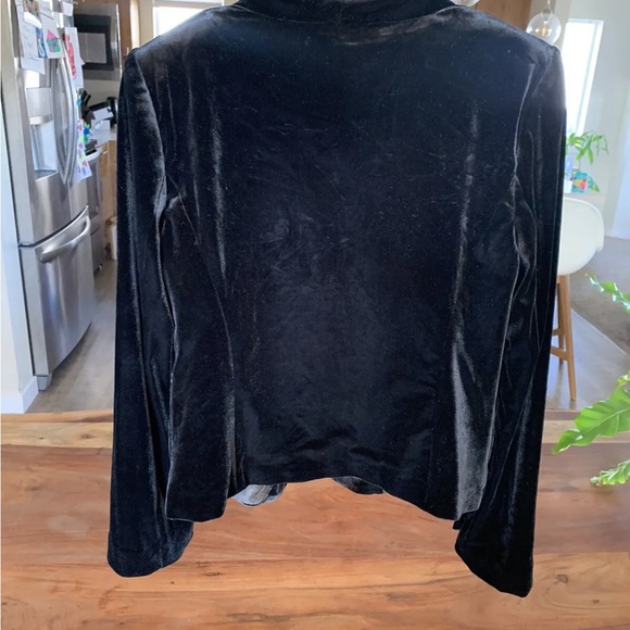Calvin Klein blazer Jacket Women's Large Long Sleeve Open Front Velvet Black - Picture 4 of 7